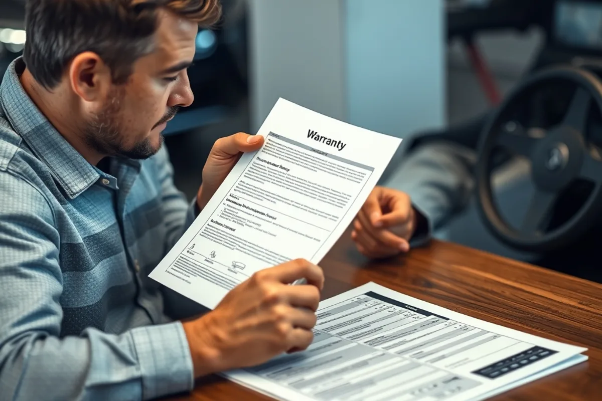 Owner reading hybrid battery warranty paperwork at a table