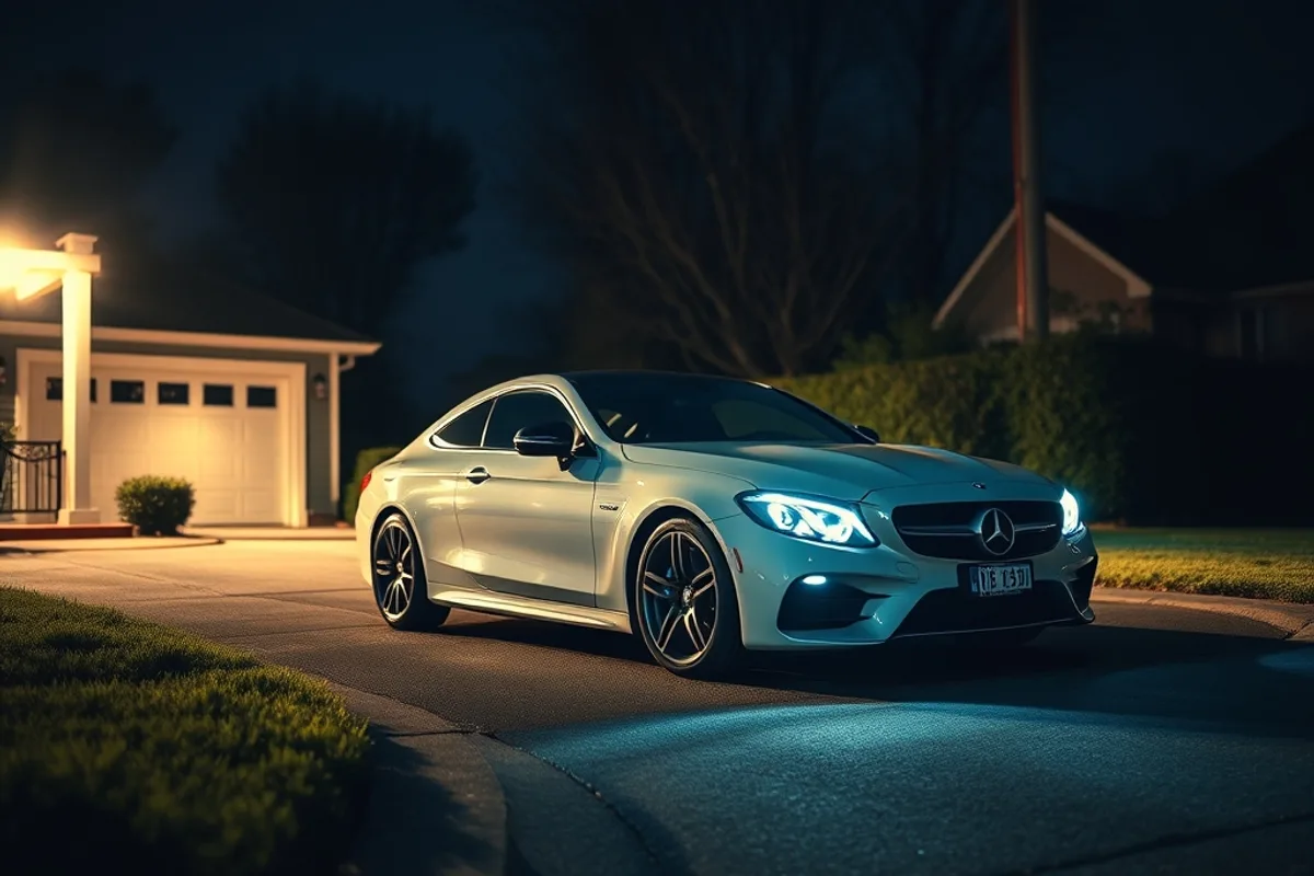 Car parked overnight on a residential driveway